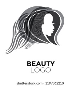  Illustration of woman with beautiful hair - can be used as a logo for beauty salon / spa