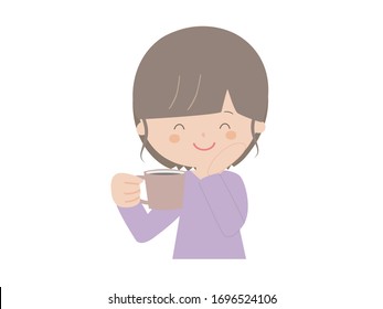 Illustration of a woman being healed after drinking coffee.