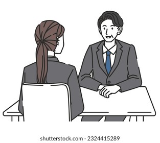 The illustration of woman being interviewed