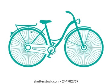 illustration woman bike with a basket