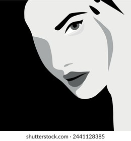 illustration of a woman in black and white style