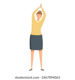 Illustration of a woman in business attire taking a yoga break to stretch and relax