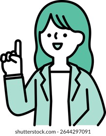 Illustration of a woman in a business suit smiling and giving an explanation
