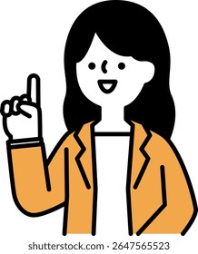 Illustration of a woman in a business suit smiling and giving an explanation