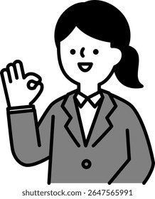 Illustration of a woman businessperson in a positive pose with a smile