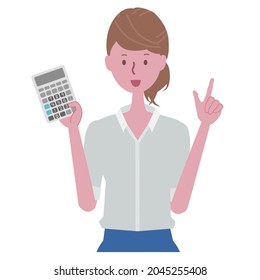 Illustration Of A Woman With A Calculator