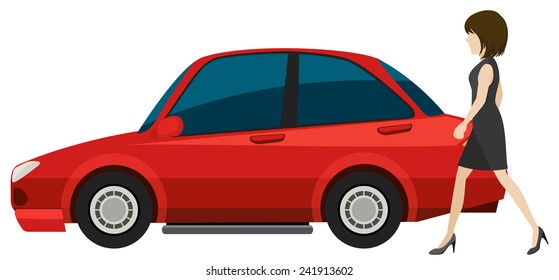 Illustration of a woman and a car