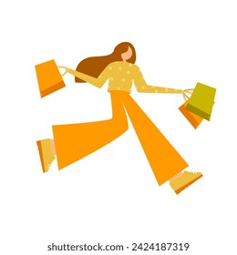 Illustration of a woman carrying shopping bags