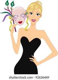 Illustration of a Woman Celebrating Mardi Gras