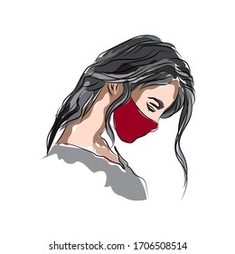 Girls With Mask Drawing Images Stock Photos Vectors Shutterstock