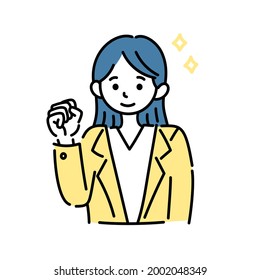 Illustration of a woman cheering with smile