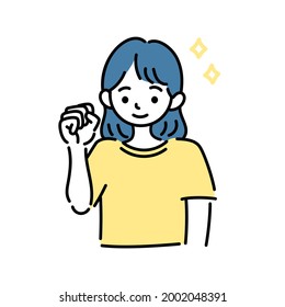 Illustration of a woman cheering with smile
