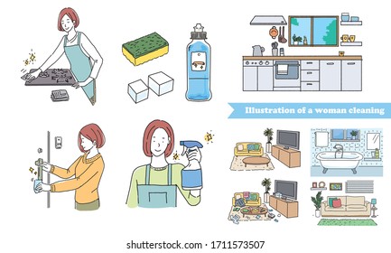 Illustration of a woman cleaning