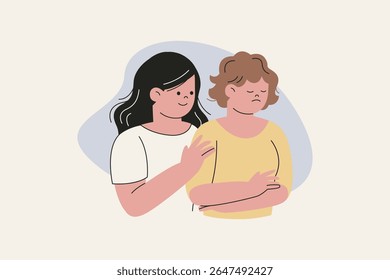Illustration of Woman Comforting Sad Friend