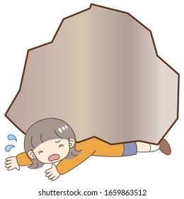 
Illustration of a woman crushed by a rock