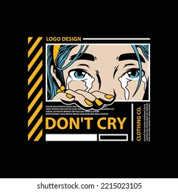 Illustration of a woman crying. Vector graphics for t-shirt prints and other uses. 