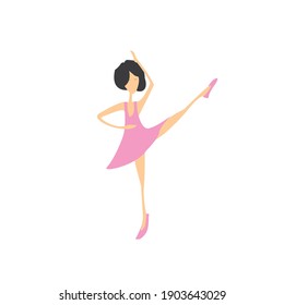 
illustration of woman dancing ballet in a pink dress