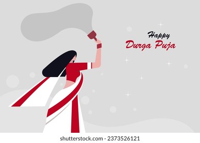 Illustration of a woman dancing in the Durga Puja Festival
