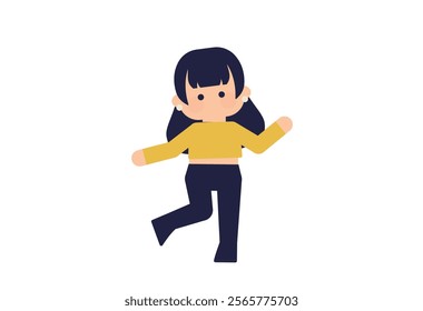 Illustration of a woman dancing happily ( Vector human material, deformed, simple )