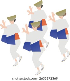 Illustration of a woman dancing the Machi-nagashi at a Japanese summer festival
