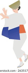 Illustration of a woman dancing the Machi-nagashi at a Japanese summer festival