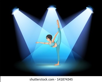 Illustration of a woman dancing under the spotlights