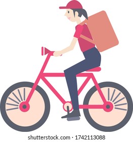 Illustration of a woman delivering by bicycle