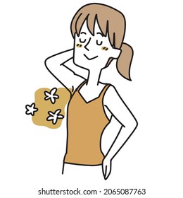 Illustration of a woman with deodorant care
