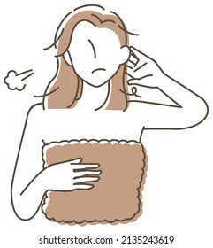 Illustration of a woman with dishevelled hair (sigh).