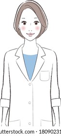 A illustration of woman doctor wearing lab coat smiling