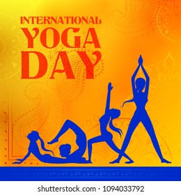 illustration of woman doing asana for International Yoga Day on 21st June