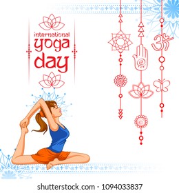 illustration of woman doing asana for International Yoga Day on 21st June