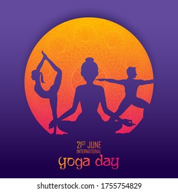 illustration of woman doing asana for International Yoga Day on 21st June