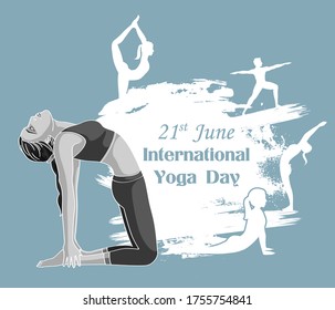 illustration of woman doing asana for International Yoga Day on 21st June
