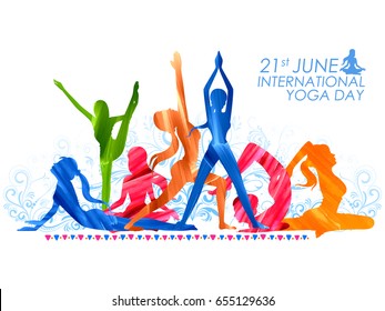 illustration of woman doing asana for International Yoga Day on 21st June