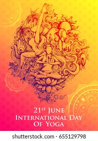 illustration of woman doing asana for International Yoga Day on 21st June