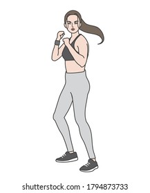 Illustration of a woman doing boxer size exercise