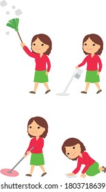 Illustration of a woman doing cleaning