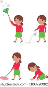 Illustration of a woman doing cleaning