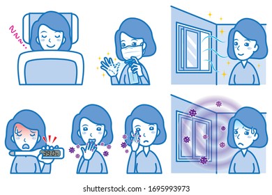 Illustration of the woman doing disease prevention