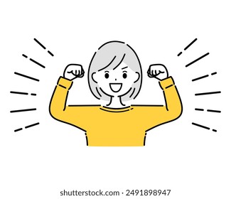 Illustration of a woman doing a fist pump.