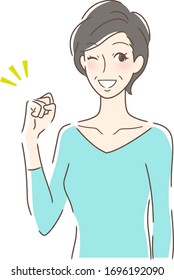 Illustration of a woman doing a guts pose