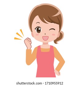 Illustration of a woman doing a guts pose