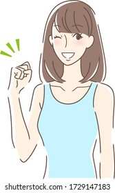 Illustration of a woman doing a guts pose