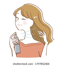 Illustration of a woman doing a hair mist