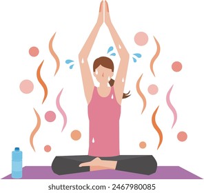 Illustration of a woman doing hot yoga