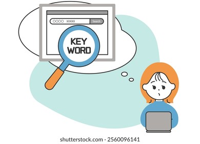 Illustration of a woman doing a keyword search