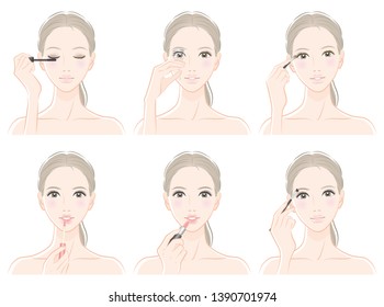 Illustration of a woman doing makeup