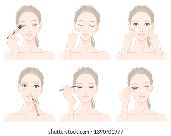 Illustration of a woman doing makeup