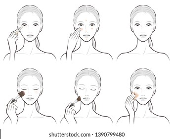 Illustration of a woman doing makeup